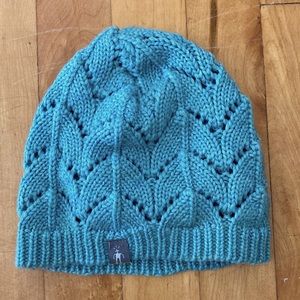 Women’s SMARTWOOL knit beanie winter hat cap teal blue